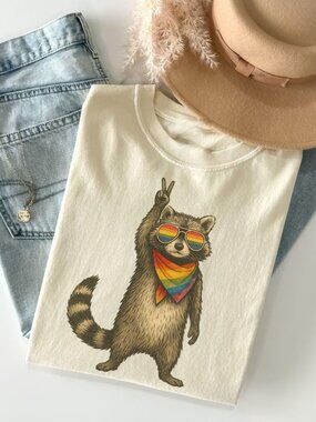 Graphic Raccoon Pride Flag Shirt, Pride Shirt, Funny Animal tee